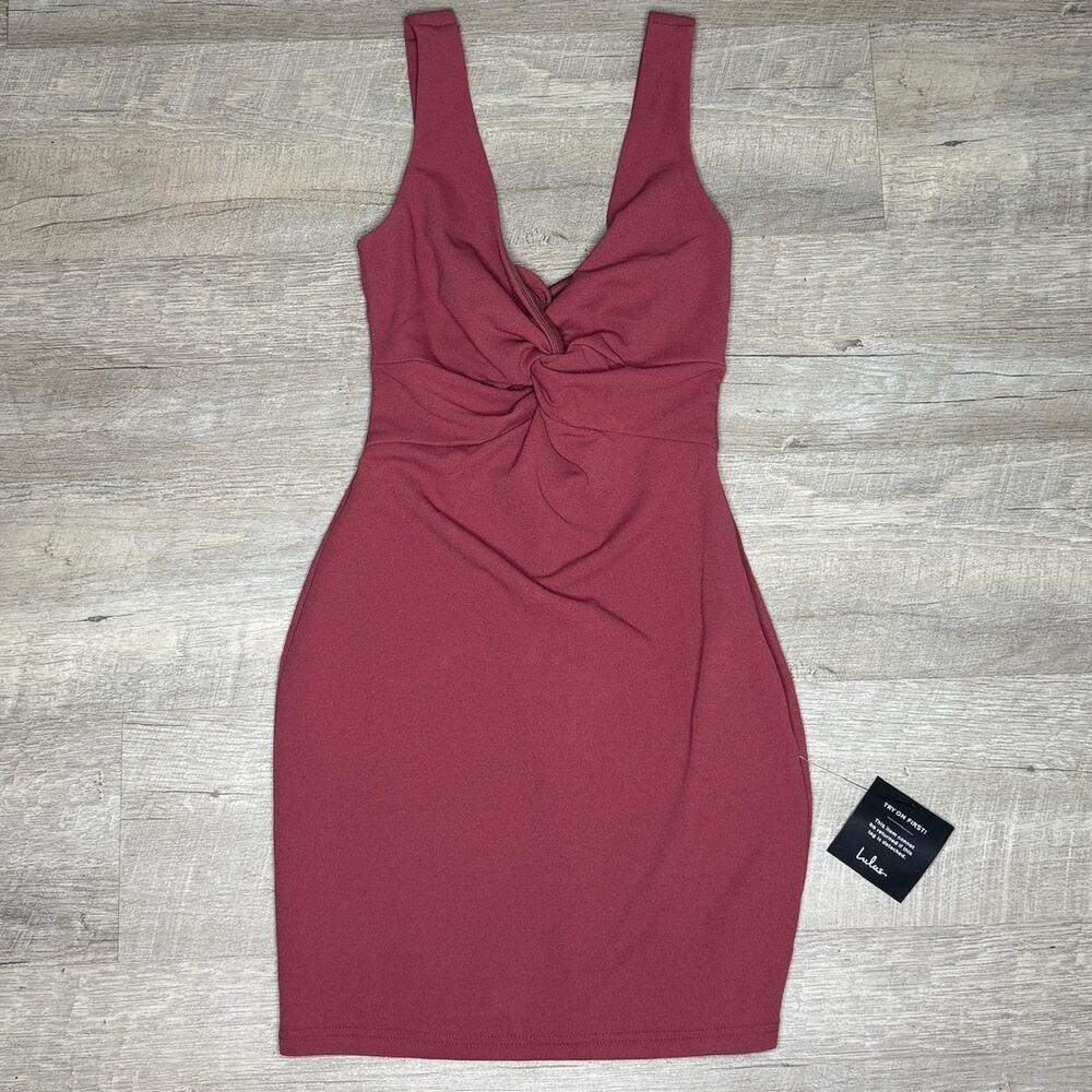 LULUS Twist of Fate Sexy Babydoll Rusty Rose Mauve Bodycon Mini Dress Coquette